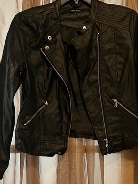 New Look Black Faux Leather Moto Jacket with Quilted Detail